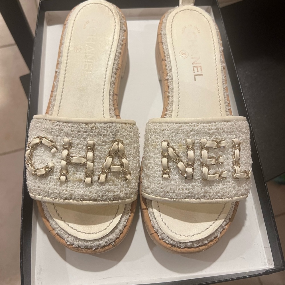 Chanel Tweed Mules